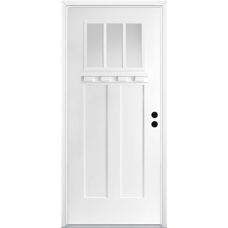 Codel Doors 32" x 80" Primed White Shaker Exterior Fiberglass Door 2868LHISPSFHER2033C491615M